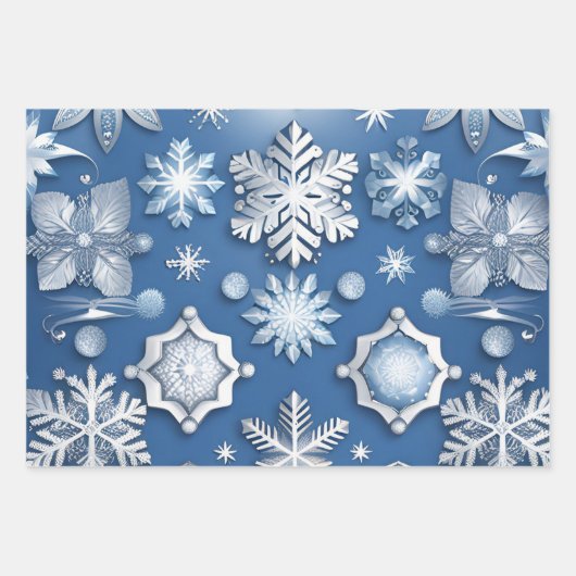 Blue Snowflake Motif Collection Geschenkpapier Set (Vorderseite 2)