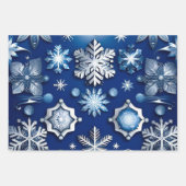 Blue Snowflake Motif Collection Geschenkpapier Set (Vorderseite)