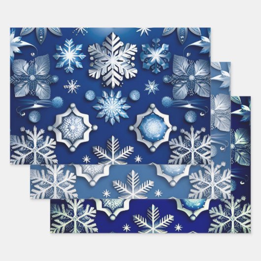 Blue Snowflake Motif Collection Geschenkpapier Set (Set)