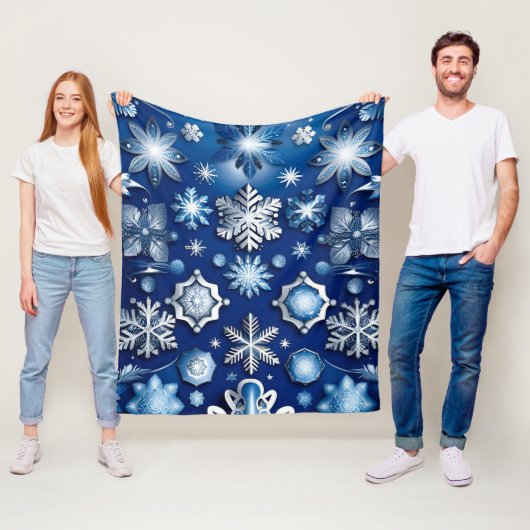 Blue Snowflake Motif Fleecedecke (Beispiel)