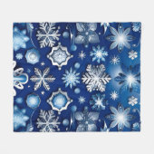 Blue Snowflake Motif Fleecedecke (Vorderseite (Horizontal))