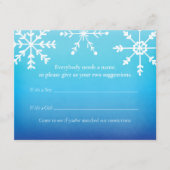 Blue Snowflake Name Suggestionen Baby Shower Game Begleitkarte (Vorderseite)