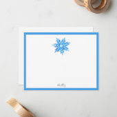 Blue Snowflake Note Card Mitteilungskarte (Vorderseite/Rückseite Beispiel)