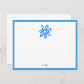 Blue Snowflake Note Card Mitteilungskarte (Vorne/Hinten)