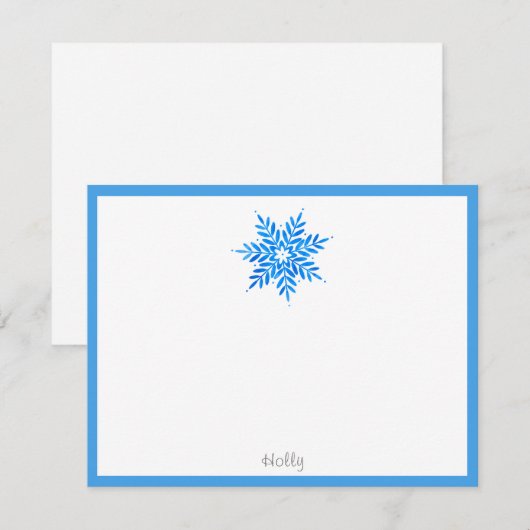 Blue Snowflake Note Card Mitteilungskarte (Vorne/Hinten)