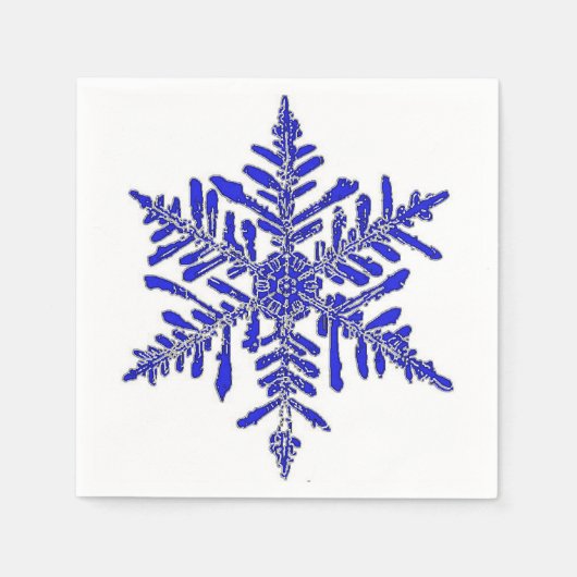 Blue Snowflake Paper Cocktail Napkin Serviette (Vorderseite)