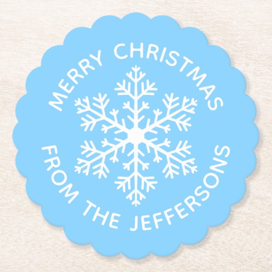 Blue Snowflake Paper Untersetzer (Vorderseite)