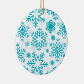 Blue Snowflake Pattern Ceramic Christmas Ornament  (Rechts)