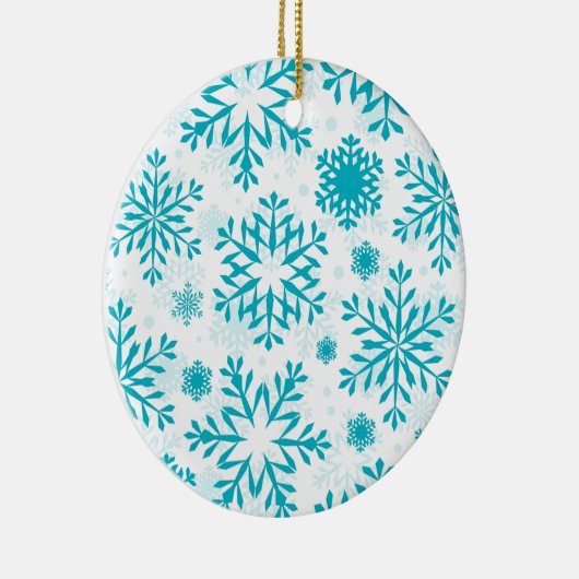 Blue Snowflake Pattern Ceramic Christmas Ornament  (Rechts)