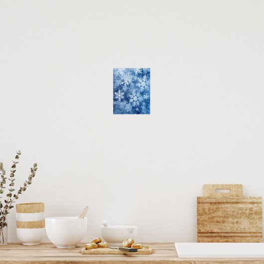 Blue Snowflake Pattern Winter Frozen Poster (Küche)