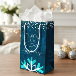 Blue Snowflake Peace Joy Liebe Typografie Moderne Kleine Geschenktüte