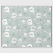 Blue Snowflake Personalisiert Fox Strick Aztec Swe Geschenkpapier (Flach)