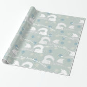 Blue Snowflake Personalisiert Fox Strick Aztec Swe Geschenkpapier (Ungerollt)