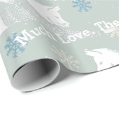 Blue Snowflake Personalisiert Fox Strick Aztec Swe Geschenkpapier (Rolleneckpunkt)