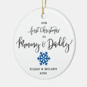 Blue Snowflake Personalisierte Mama und Vater Weih Keramik Ornament (Links)