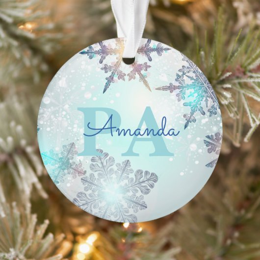 Blue Snowflake Personalized Name PA Ornament (Baum)