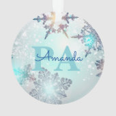 Blue Snowflake Personalized Name PA Ornament (Rückseite)