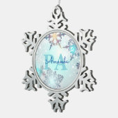Blue Snowflake Personalized Name PA Schneeflocken Zinn-Ornament (Rechts)