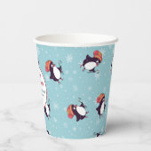 Blue Snowflake Pinguin Pattern Weihnachten Pappbecher (Rückseite)