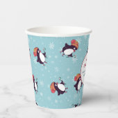 Blue Snowflake Pinguin Pattern Weihnachten Pappbecher (Vorderseite)