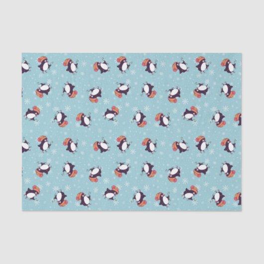Blue Snowflake Pinguin Weihnachtsmuster Seidenpapier (Vorderseite)