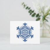 Blue Snowflake Postcard Postkarte (Stehend Vorderseite)
