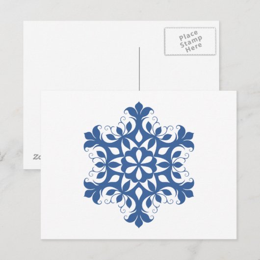 Blue Snowflake Postcard Postkarte (Vorne/Hinten)
