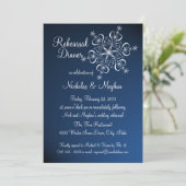 Blue Snowflake Probe Dinner Einladung (Stehend Vorderseite)