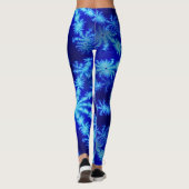 Blue Snowflake Psychedelic Mandelbrot Fraktal Leggings (Rückseite)