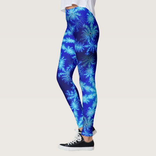 Blue Snowflake Psychedelic Mandelbrot Fraktal Leggings (Links)