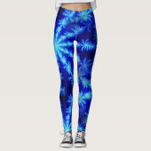 Blue Snowflake Psychedelic Mandelbrot Fraktal Leggings (Vorderseite)
