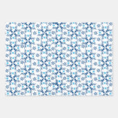 Blue Snowflake Rentier Weihnachtsmuster Geschenkpapier Set (Vorderseite 3)