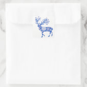 Blue Snowflake Rentierfest Weihnachten Quadratischer Aufkleber (Tasche)