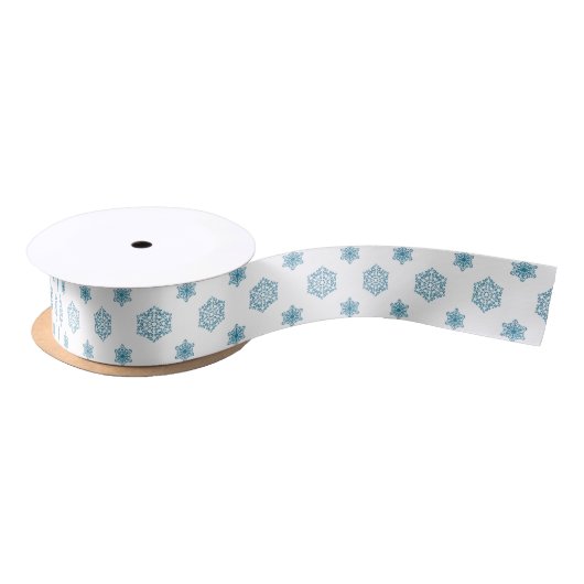 Blue Snowflake Ribbon Satinband (Spule)