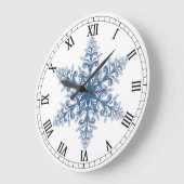 Blue Snowflake Round Roman Numerals Clock Große Wanduhr (Winkel)