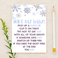 Blue Snowflake Say Baby Shower Game nicht