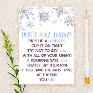 Blue Snowflake Say Baby Shower Game nicht Briefpapier