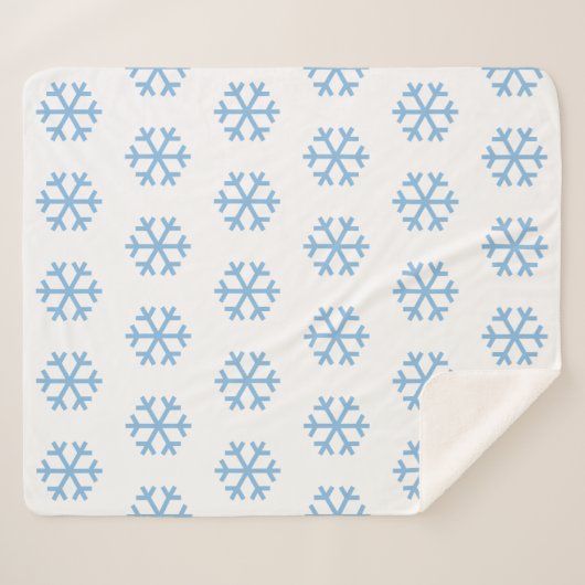 Blue Snowflake Sherpa Blanket Sherpadecke (Vorderseite (Horizontal))
