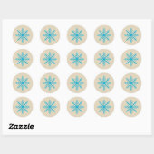 Blue Snowflake Skandinavien Weihnachtsdesign Runder Aufkleber (Blatt)