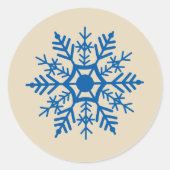 Blue Snowflake skandinavische Weihnachtsdesignklas Runder Aufkleber (Vorderseite)