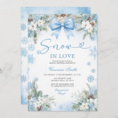 Blue Snowflake Snow in Love Winter Bridal Shower Einladung (Vorne/Hinten)