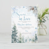 Blue Snowflake Snow in Love Winter Bridal Shower Einladung (Stehend Vorderseite)
