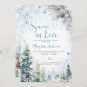 Blue Snowflake Snow in Love Winter Bridal Shower Einladung (Vorne/Hinten)
