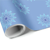 Blue Snowflake Solid Blue Wrapping Paper Geschenkpapier (Rolleneckpunkt)