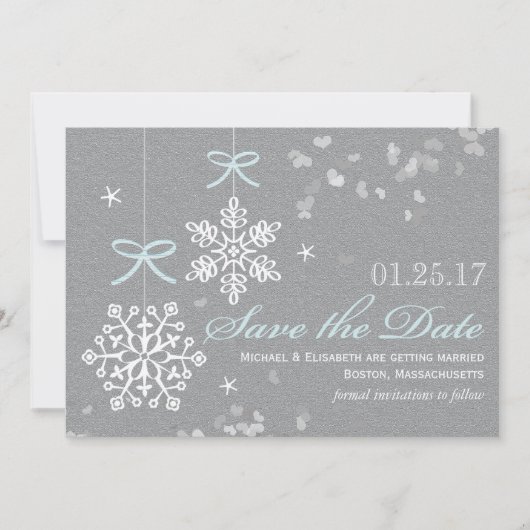 Blue Snowflake Speichern Sie die Datumskarten Save The Date (Vorderseite)
