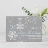 Blue Snowflake Speichern Sie die Datumskarten Save The Date (Stehend Vorderseite)