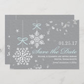 Blue Snowflake Speichern Sie die Datumskarten Save The Date (Vorne/Hinten)