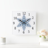 Blue Snowflake Square Uhr (Zuhause)