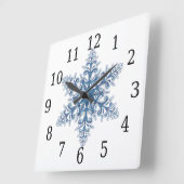 Blue Snowflake Square Uhr (Winkel)