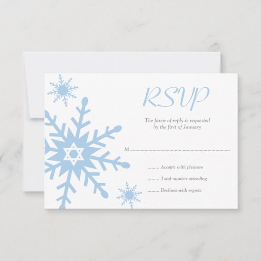 Blue Snowflake Star von David Bat Mitzvah UAWG RSVP Karte (Vorderseite)